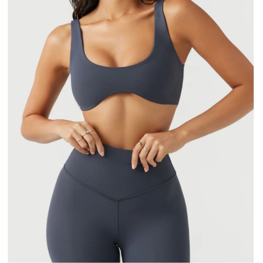 🆕JOAH BROWN SUEDED NAVY CROPPED CONTOUR BRA SIZE: XS/S NWT - Picture 1 of 16